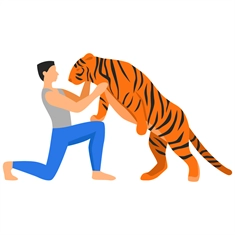 Carnival Circus Theme Tiger Trainer Transparent Sticker